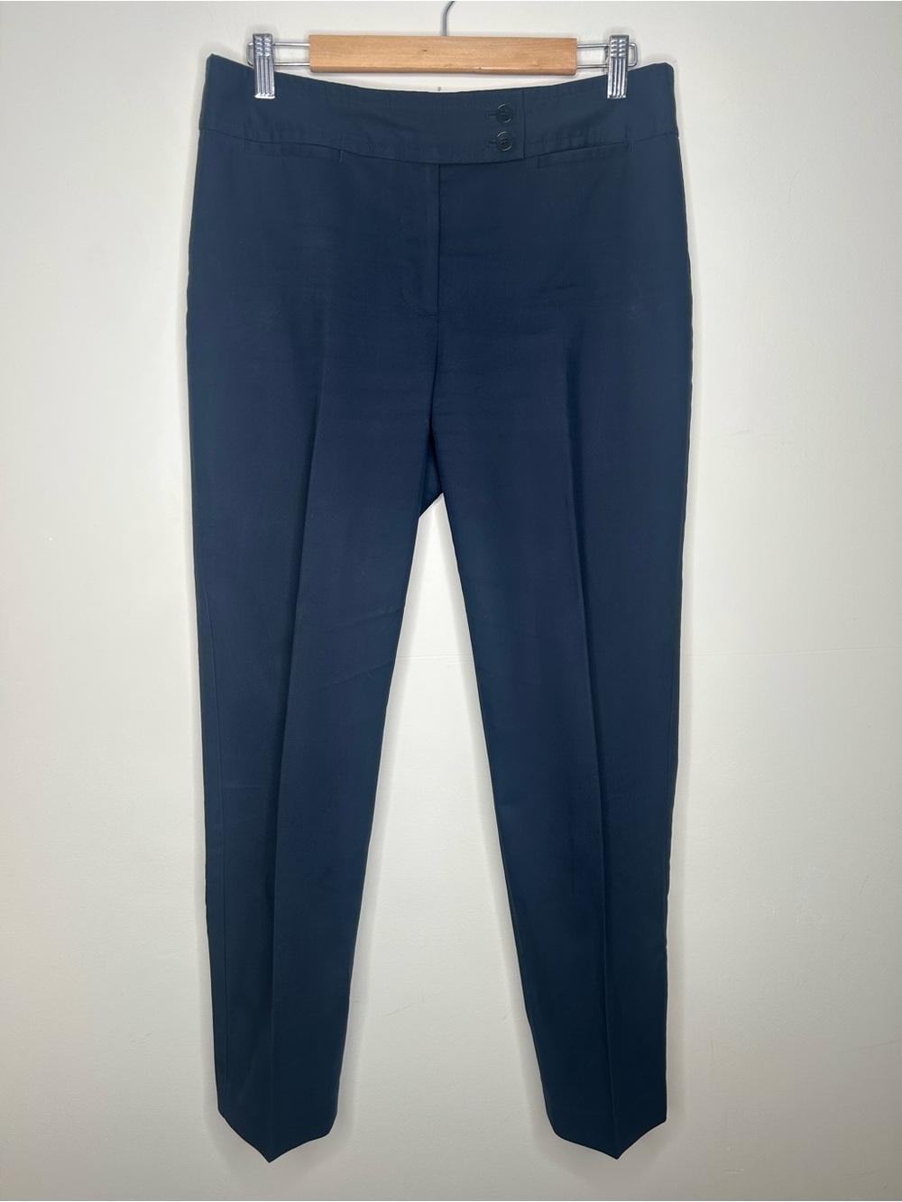 Talbots Navy Poplin Heritage Trousers Straight Leg Size 8